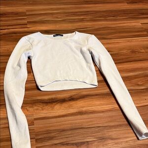 Zara Cream Long Sleeve Crop Top